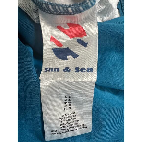 Sun & Sea Swimsuit One Piece Blue Size 20‎ NWT Tie Neck - Picture 9 of 11
